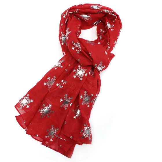 red and silver scarf