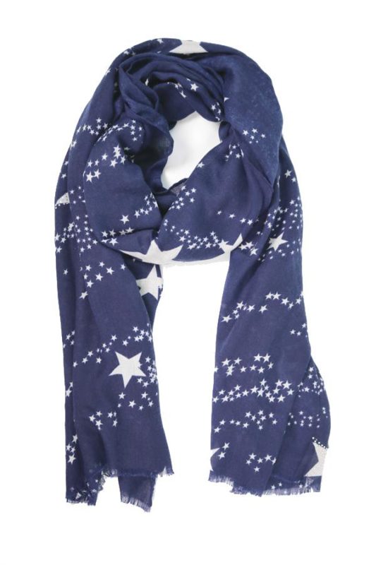 Navy Blue Scarf with White Star Print – Glitterarti