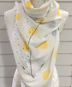 White Scarf with Large Yellow Dots
