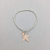 Silver Beaded Bracelet with Rose-Gold Star Charm