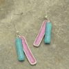 Pink and Green Bar Earrings
