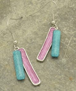 Pink and Green Bar Earrings