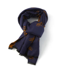 Navy Bee Design Blanket Scarf