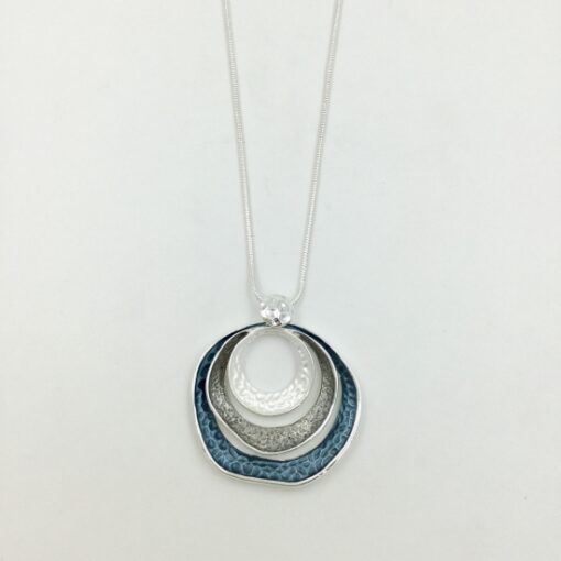 Blue, Grey and Cream Circles Necklace