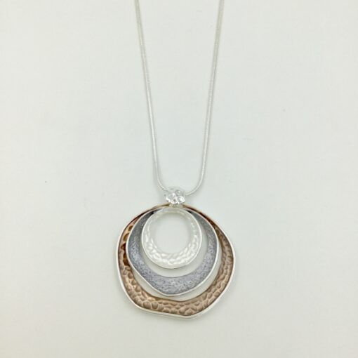 Copper, Grey and Cream Circles Necklace