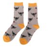Ladies Bamboo Socks Hen Design Grey