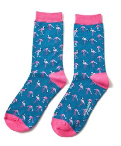 Ladies Bamboo Socks Wild Flamingo Design Denim