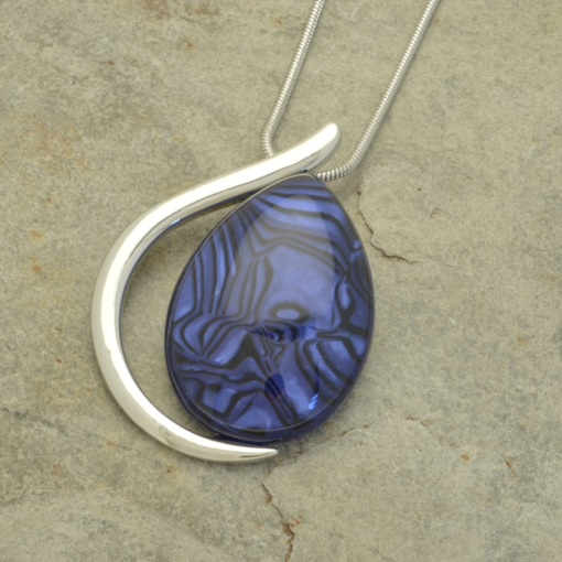 Blue and Silver Zebra Teardrop Necklace